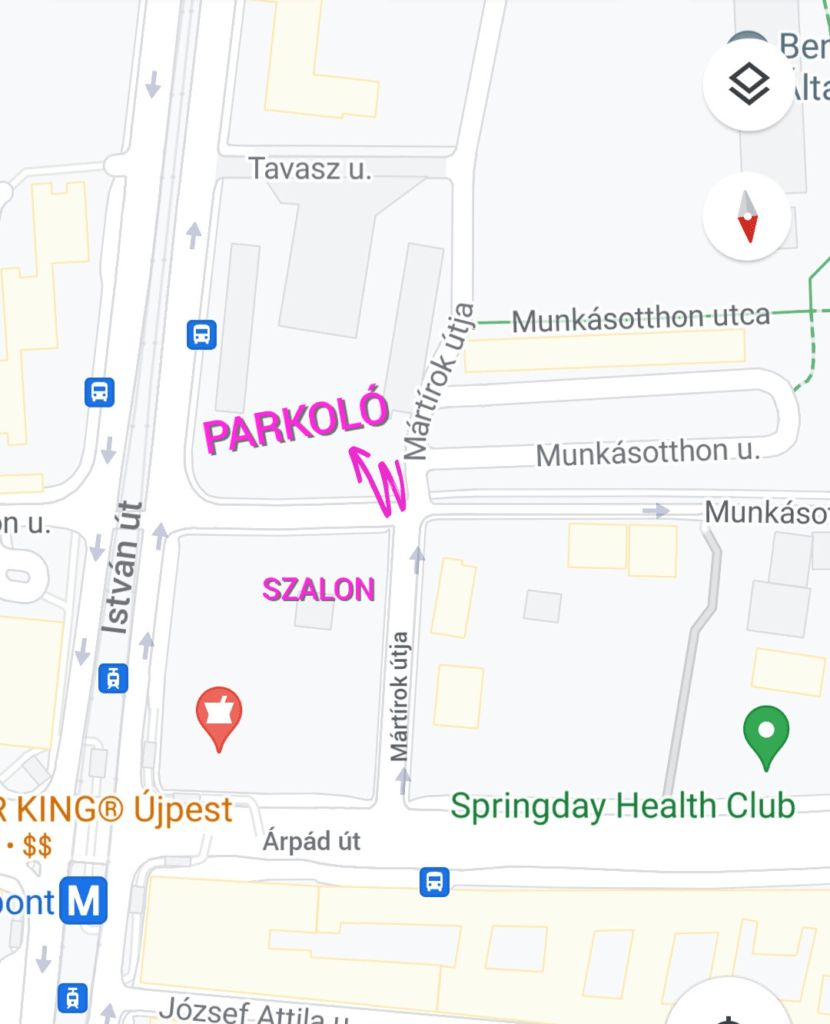 Térkép a parkolóba való behajtáshoz